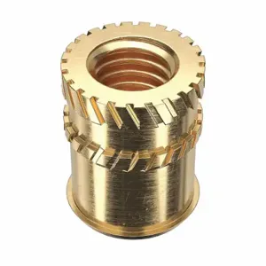 GRAINGER 1GPL8 Heat-Set Insert, #10-32 Thread Size, 3/8 Inch Overall Length, 0.297 Inch Dia, Brass, 50 PK | CQ2AAD