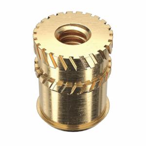 GRAINGER 1GRL4 Heat-Set Insert, M2.5-0.45 Thread Size, 6 mm Overall Length, 4.369 mm Dia, Brass, 100 PK | CQ2ADC