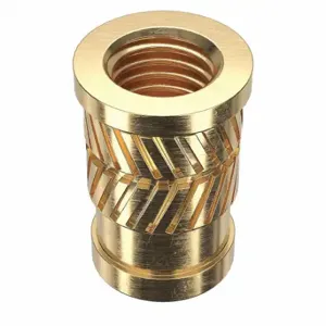 GRAINGER 1GUB8 Heat-Set Insert, 1/4 28 Thread Size, 35/64 Inch Overall Length, 0.341 Inch Dia, Brass | CQ2ACD