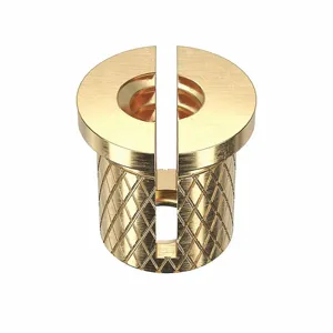 GRAINGER 1GUC7 Press Insert, 1/4 Inch Length, Brass, 3/16 Inch Drill Size, Reverse Slot Type, 50PK | CG9WBY