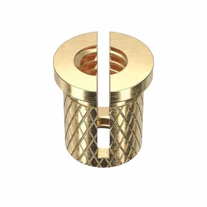 GRAINGER 1GUC8 Press Insert, 5/16 Inch Length, Brass, 7/32 Inch Drill Size, Reverse Slot Type, 50PK | CG9WCC