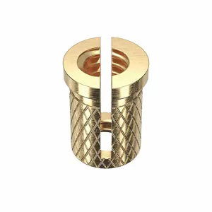 GRAINGER 1GUD1 Press Insert, 1/2 Inch Length, Brass, 5/16 Inch Drill Size, Reverse Slot Type, 25PK | CG9WBX