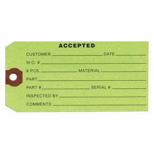 GRAINGER 1HAA9 Tag, Accepted, 2 3/8 Inch Width, 4 3/4 Inch Height, Green, Rectangle, Paper, 1000 PK | CP9XNP