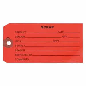 GRAINGER 1HAB3 Tag, Scrap, 2 3/8 Inch Width, 4 3/4 Inch Height, Black, Rectangle, Paper, 1000 PK | CP9XPA