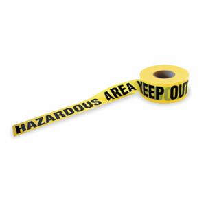 GRAINGER 1N952 Barricade Tape, Yellow, 3 Inch Roll Width, 1000 ft Roll Length, 1.6 mil Thick, Black | CP7PJX
