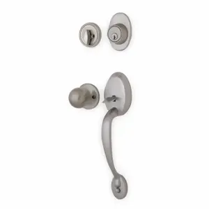 GRAINGER 1TPY5 Knob Lockset With Deadbolt, 3, Cheltenham, Satin Nickel, Kwikset Kw1, Different | CV4MWQ