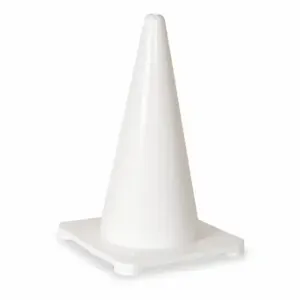 GRAINGER 1YBW7 Traffic Cone, Not Approved Roadway Use, Non-Reflective, 18 Inch Cone Height, White | CQ7RAD