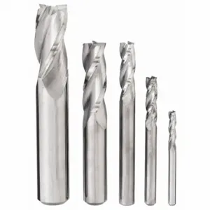 GRAINGER 205-888881 End Mill Set, 3 Flutes, 5 Pieces, 1/8 Inch Smallest Mill Dia | CQ6AWH 45XJ80