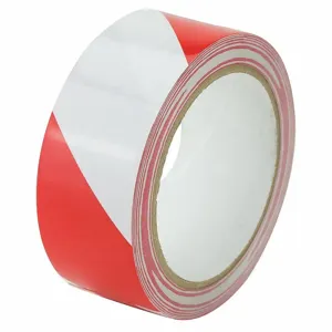 GRAINGER 20TD65 Floor Marking Tape, Striped, Red/White, 1 1/2 Inch x 54 ft, 6 mil Tape Thick | CP9PUY 452C71