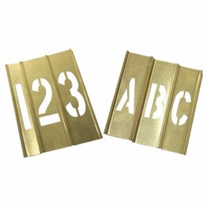 GRAINGER 20Y503 Stencil Kit, 0 To 9/A To Z/Punctuation, 1 1/2 Inch Character Height, Brass, Interlocking | CQ2HYD