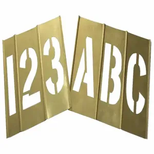 GRAINGER 20Y504 Stencil Kit, 0 To 9/A To Z/Punctuation, 6 Inch Character Height, Brass, Interlocking | CQ2HYG