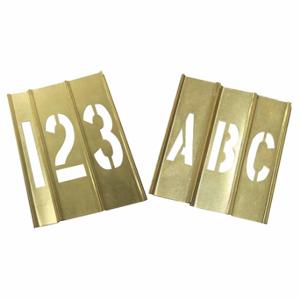 GRAINGER 20Y518 Stencil Kit, 1 Inch Character Height, Brass, Interlocking | CQ2HYP