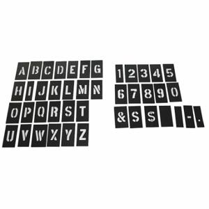 GRAINGER 20Y523 Stencil Kit, 0 To 9/A To Z/Punctuation, 1 Inch Character Height, Brass, Interlocking | CQ2HYE