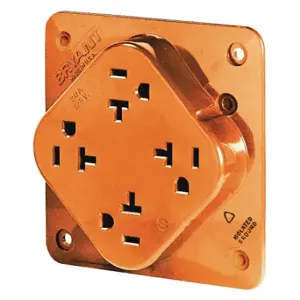 GRAINGER 21254IGO Receptacle, Quad, 5-20R, 20 A, 125V AC, Orange, 2 Poles, Screw Terminals, Std Resist | CP8XXJ 52HC49