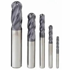 GRAINGER 223-888882 End Mill Set, 4 Flutes, 5 Pieces, 1/8 Inch Smallest Mill Dia, Altin Finish | CP7PGW 45XW26