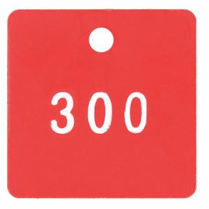 GRAINGER 22CN39 Nummeriertes Etikett, Kunststoff, 201–300, rot/weiß, quadratisch, 100 Stück | CQ3ABF