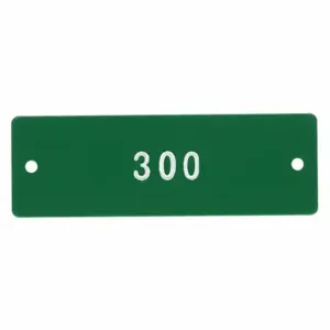 GRAINGER 22CN72 Numbered Tag, Plastic, 201-300, Green/White, Rectangle, 100 PK | CQ3ABD