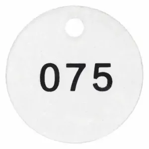 GRAINGER 22FC71 Numbered Tag, Plastic, 1 1/2 Inch Dia, 051-075, Black/Silver, Round, 25 PK | CQ3ACF