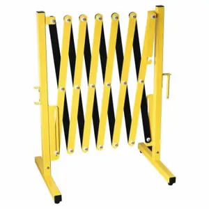 GRAINGER 22NY09 Portable Barricade, 136 Inch Length, 37.5 Inch Height, Yellow/Black | CQ3VPM