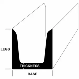 GRAINGER 23400_48_0 A36 Carbon Steel U-Channel, 5/8 Inch Leg Thick, 2 Inch Base Width, 5/8 Inch Leg | CP8VAL 800AW4