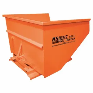 GRAINGER 26077 ORANGE Self-Dumping Hopper, 67.5 Cu ft Cubic Foot Capacity, 64 Inch Length, Orange | CQ4LTF 9UA30