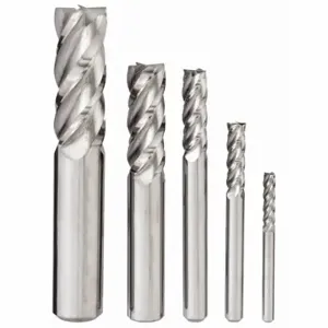 GRAINGER 284-888881 End Mill Set, 4 Flutes, 5 Pieces, 1/8 Inch Smallest Mill Dia | CQ6AWD 45XY15