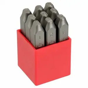 GRAINGER 2CDY8 Number Set, 0 to 8 With 6 Serving as 9, 1/4 Inch Character Height, 3 Inch Shank Length | CR3EUP