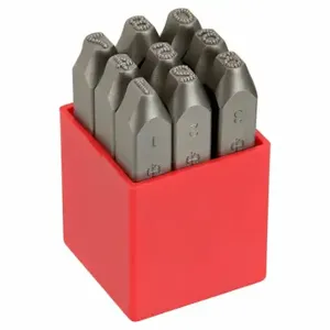 GRAINGER 2CDZ9 Number Set, 0 to 8 With 6 Serving as 9, 1/4 Inch Character Height, 3 Inch Shank Length | CQ4EYY