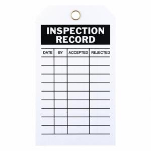 GRAINGER 2RMU7 Tag, Inspection, 4 Inch Width, 7 Inch Height, White, Rectangle, Polyester, English, 10 PK | CP9XNW