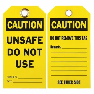 GRAINGER 2RMV9 Caution Tags, Yellow, 25 Tags, 25 PK | CQ2KNG