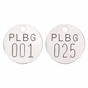 GRAINGER 2YB54 Numbered Valve Tag, 001-025, Silver, 25 PK | CQ3ABH