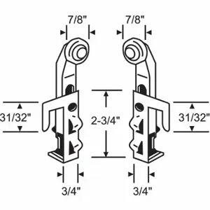 GRAINGER 3-116A Hanger Set, Hanger, Steel, Unfinished, 4 23/32 Inch Length, 1 21/32 Inch Wide | CP9YLV 451H51