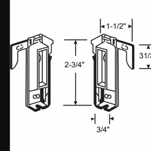 GRAINGER 3-118A Door Floor Guide, By-Pass Door, Nylon/Steel, Plated, 2 3/4 Inch Lg | CP9YKV 448R76