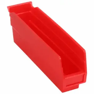 GRAINGER 30110REDBLANK Shelf Bin, 11 5/8 Inch Length, 2 3/4 Inch x 4 Inch Size, Red, Nestable, Label Holders | CQ4MKR 48WG58