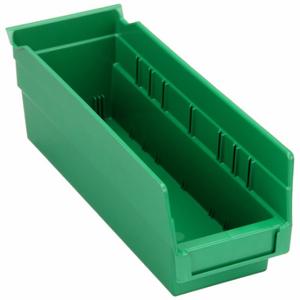 GRAINGER 30120GREENBLANK Shelf Bin, 11 5/8 Inch Length, 4 1/8 Inch x 4 Inch Size, Green, Nestable, Label Holders | CQ4MKV 48WG62