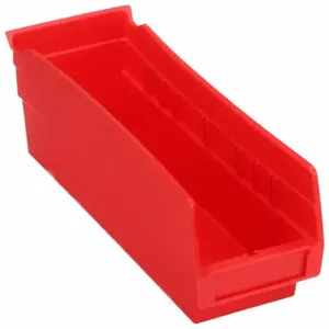 GRAINGER 30120REDBLANK Shelf Bin, 11 5/8 Inch Length, 4 1/8 Inch x 4 Inch Size, Red, Nestable, Label Holders | CQ4MKW 48WG63