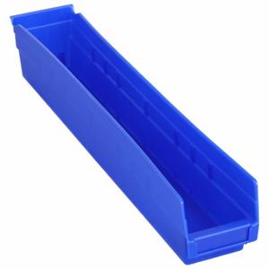 GRAINGER 30124BLUEBLANK Shelf Bin, 23 5/8 Inch Length, 4 1/8 Inch x 4 Inch Size, Blue, Nestable, Label Holders | CQ4MMB 48WG66