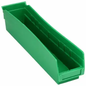 GRAINGER 30128GREENBLANK Shelf Bin, 17 7/8 Inch Length, 4 1/8 Inch x 4 Inch Size, Green, Nestable, Label Holders | CQ4MLM 48WG72