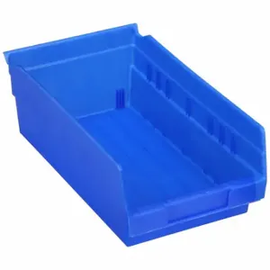 GRAINGER 30130BLUEBLANK Shelf Bin, 11 5/8 Inch Length, 6 5/8 Inch x 4 Inch Size, Blue, Nestable, Label Holders | CQ4MKY 48WG76