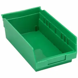 GRAINGER 30130GREENBLANK Shelf Bin, 11 5/8 Inch Length, 6 5/8 Inch x 4 Inch Size, Green, Nestable, Label Holders | CQ4MKZ 48WG77