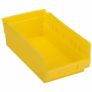 GRAINGER 30130YELLOBLANK Shelf Bin, 11 5/8 Inch Length, 6 5/8 Inch x 4 Inch Size, Yellow, Nestable, Label Holders | CQ4MLB 48WG80