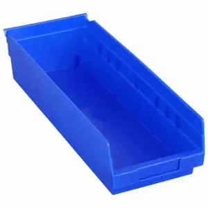 GRAINGER 30138BLUEBLANK Shelf Bin, 17 7/8 Inch Length, 6 5/8 Inch x 4 Inch Size, Blue, Nestable, Label Holders | CQ4MMQ 48WG81