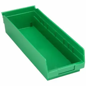 GRAINGER 30138GREENBLANK Shelf Bin, 17 7/8 Inch Length, 6 5/8 Inch x 4 Inch Size, Green, Nestable, Label Holders | CQ4MLQ 48WG82