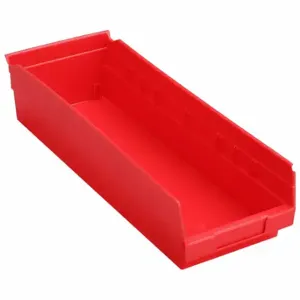 GRAINGER 30138REDBLANK Shelf Bin, 17 7/8 Inch Length, 6 5/8 Inch x 4 Inch Size, Red, Nestable, Label Holders | CQ4MLR 48WG83