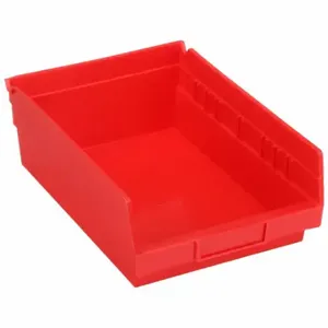 GRAINGER 30150REDBLANK Shelf Bin, 11 5/8 Inch Length, 8 3/8 Inch x 4 Inch Size, Red, Nestable, Label Holders | CQ4MLE 48WG88