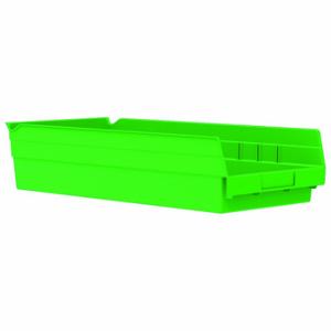 GRAINGER 30158GREENBLANK Shelf Bin, 17 7/8 Inch Length, 8 3/8 Inch x 4 Inch Size, Green, Nestable, Label Holders | CQ4MLU 48WG92