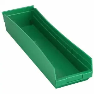 GRAINGER 30164GREENBLANK Shelf Bin, 23 5/8 Inch Length, 6 5/8 Inch x 4 Inch Size, Green, Nestable, Label Holders | CQ4MMG 48WG97