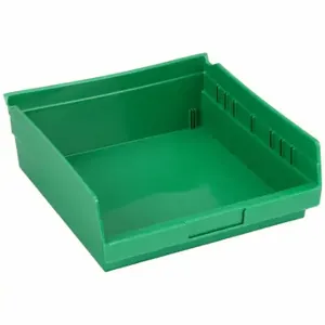 GRAINGER 30170GREENBLANK Shelf Bin, 11 5/8 Inch Length, 11 1/8 Inch x 4 Inch Size, Green, Nestable, Label Holders | CQ4MKL 48WH03