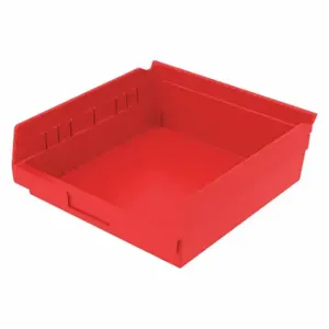 GRAINGER 30170REDBLANK Shelf Bin, 11 5/8 Inch Length, 11 1/8 Inch x 4 Inch Size, Red, Nestable, Label Holders | CQ4MKM 48WH04