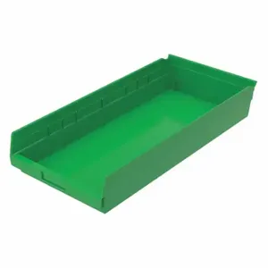 GRAINGER 30174GREENBLANK Shelf Bin, 23 5/8 Inch Length, 11 1/8 Inch x 4 Inch Size, Green, Nestable, Label Holders | CQ4MLY 48WH08